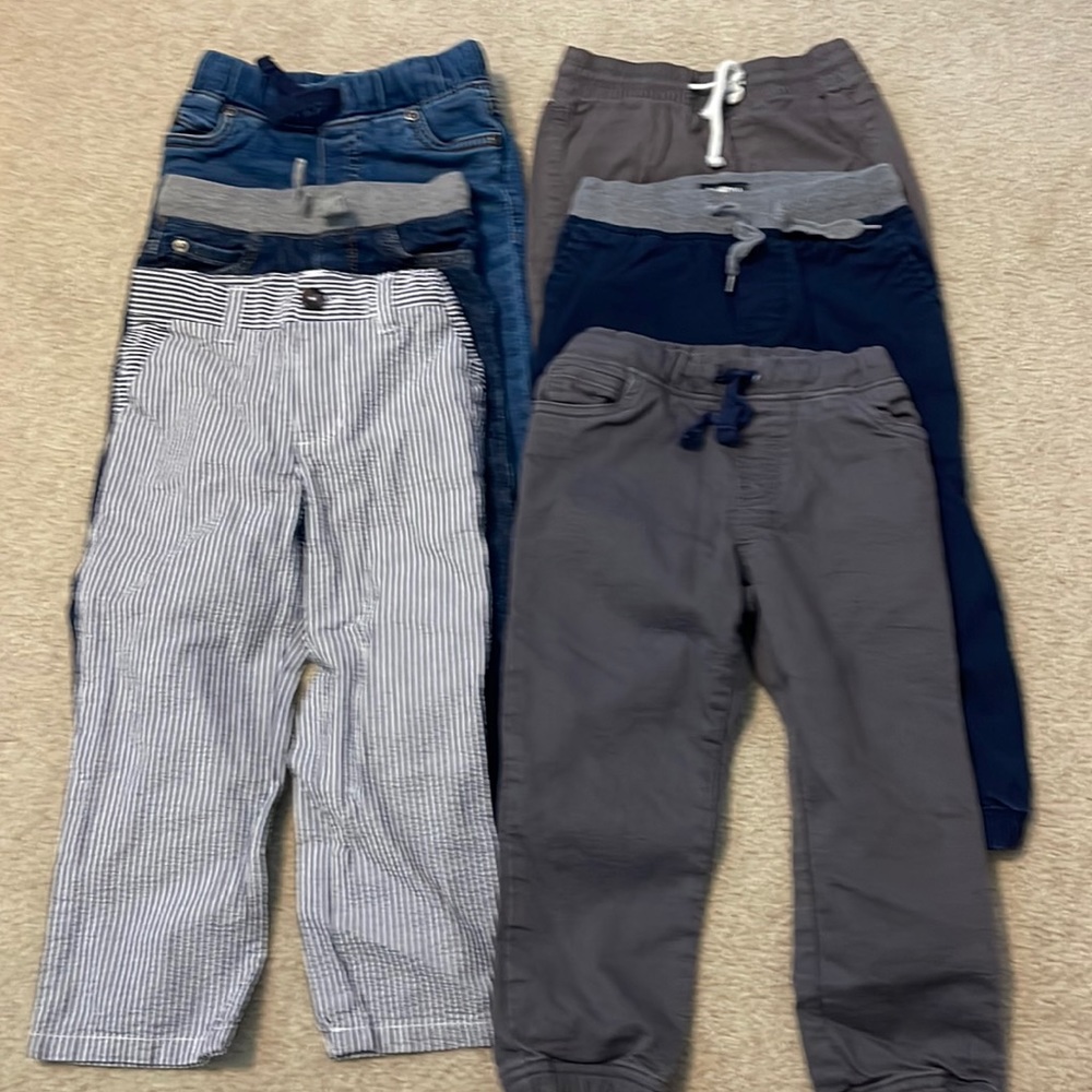 Bundle of 6 pairs of 3t boys pants. Carters and Various brands.